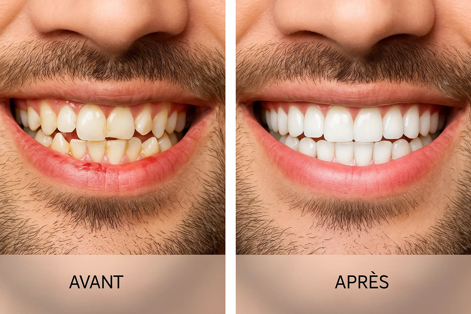Photographie avant-après de correction d’un chevauchement dentaire
