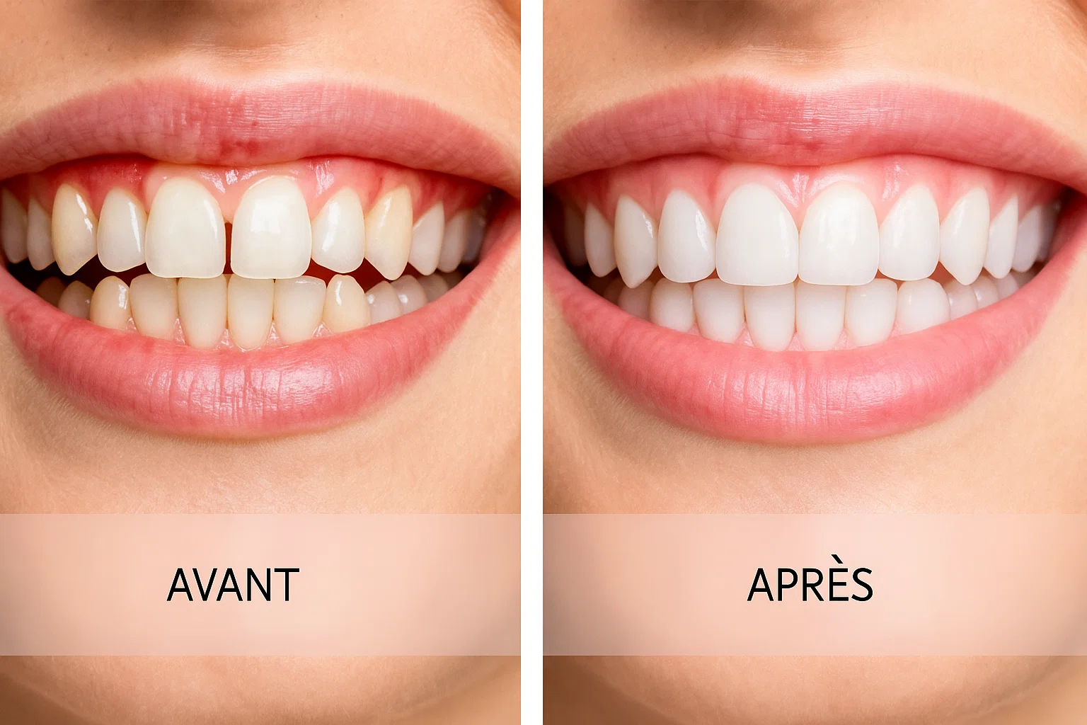 Photographie avant-après de fermeture d’espaces dentaires